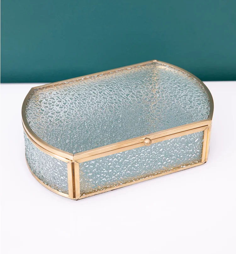 European-style Clear Glass Jewelry Organizer Desktop Dustproof Storage Makeup Closet