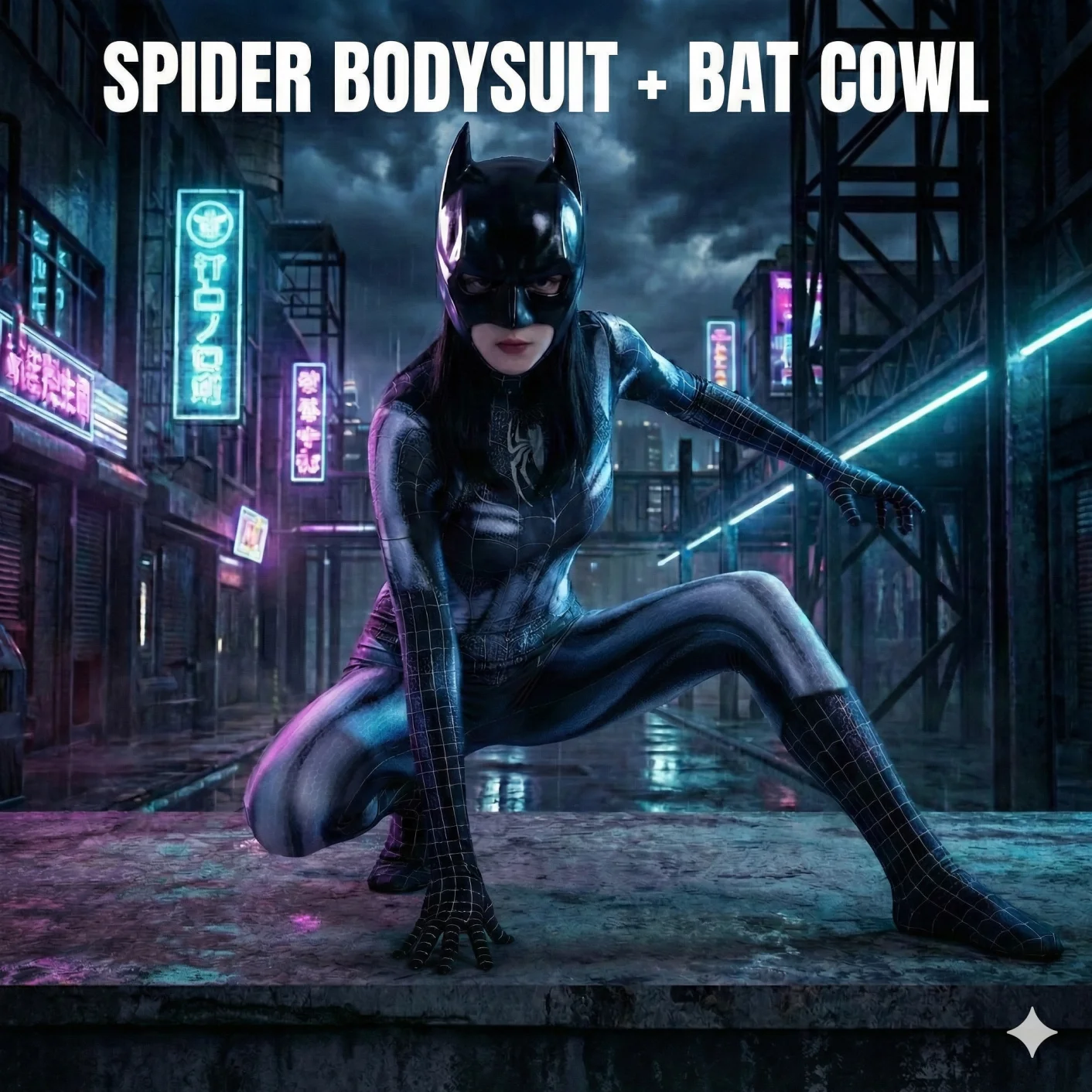 Disfraz de Spiderman para Mujer con Máscara de Murciélago Negra, Body Sexy de Heroína, Traje Zentai para Fiesta de Halloween, Conjunto de Mono, Atuendo Rave