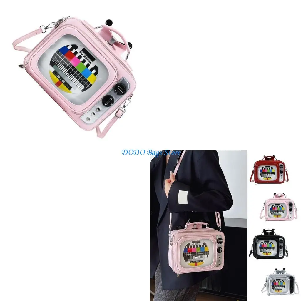 

Женский рюкзак с телевизионной тематикой в ​​стиле ретро и функциональными отделениями. Сумка через плечо из искусственной кожи