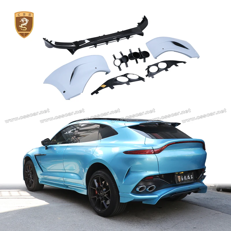 

Задний диффузор-сплиттер для бампера автомобиля с насадками для выхлопных труб для Aston Martin DBX, обвес в стиле 707 из сухого карбона