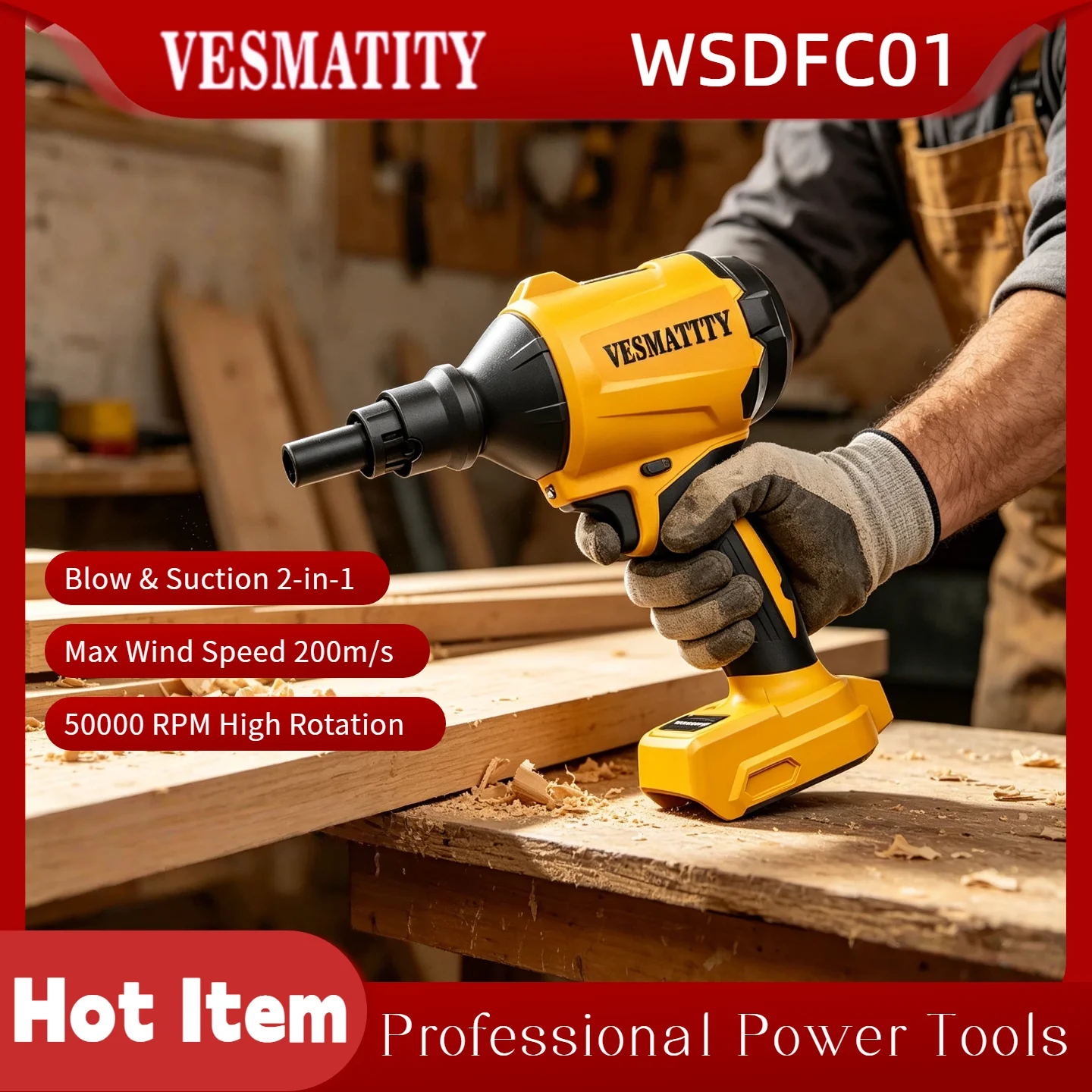 VESMATITY for DeWALT Battery Brushless Air Blower Cordless Dust Removal Gun With Nozzle Multifunction Inflator Tool Pro Max