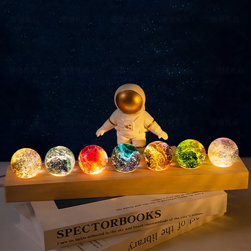 40mm Colorful Glass Ball Beads and Seven Star Formation Creative Birthday Gift Decor Crystal Ball Night light Tabletop Decor