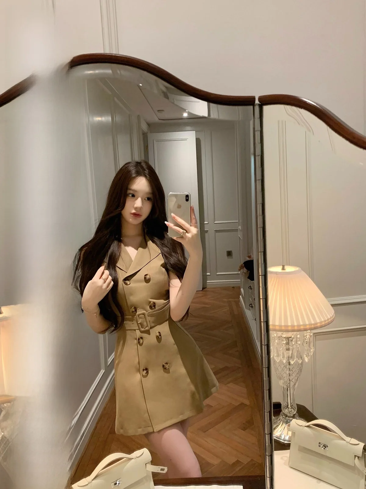 

Slimming i Suit Dr Double Row Button Design Hotdog Very Spicy Morning Fog Briti Waist Cinched Dr Ele Summer Gown