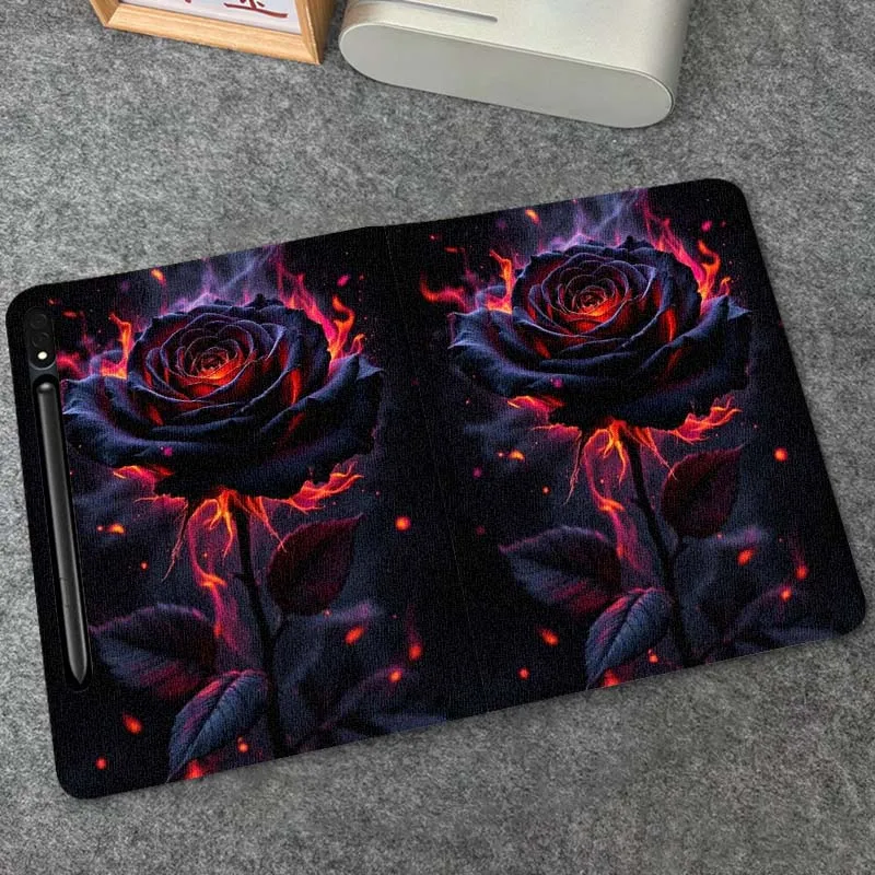 

Black Rose Popular For Samsung Galaxy Tab S9 S10 S6 S7 S8 FE Plus Lite Inch Foldable Cover Tablet Case