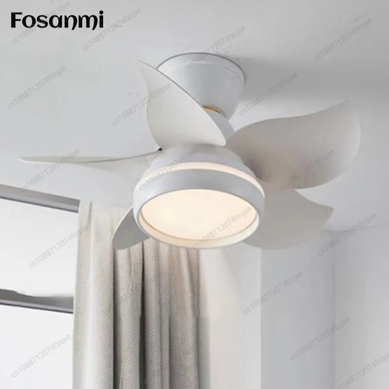 23-Inch 6-Speed Remote Control Frequency Conversion Children's Bedroom LED Ceiling Fan Light 5-Blade Silent Timer Fan Light