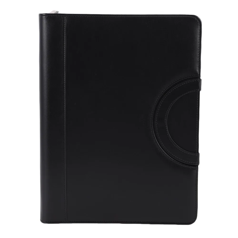 Elegant PU Leather Leather Portfolio Zippered Closure Practical Padfolio Writing Pad Safe Notebook Folder Binder Office
