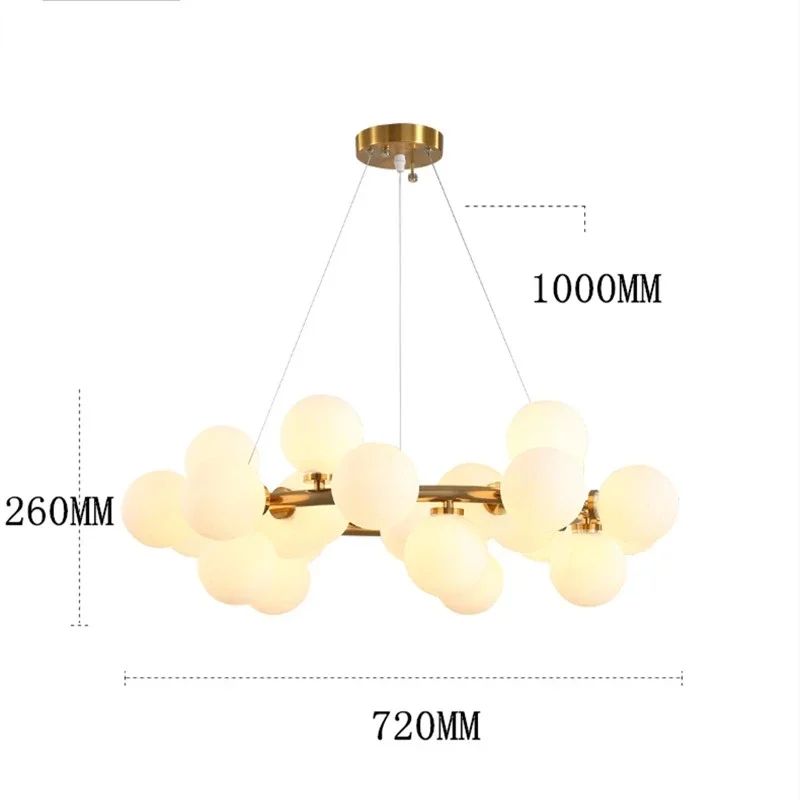 Imagem -06 - Moderno Vidro Teto Lustre Led Pingente de Luz Pendurado Lâmpada Ouro Dinning Room Home Decor 25 ou 45 Cabeças