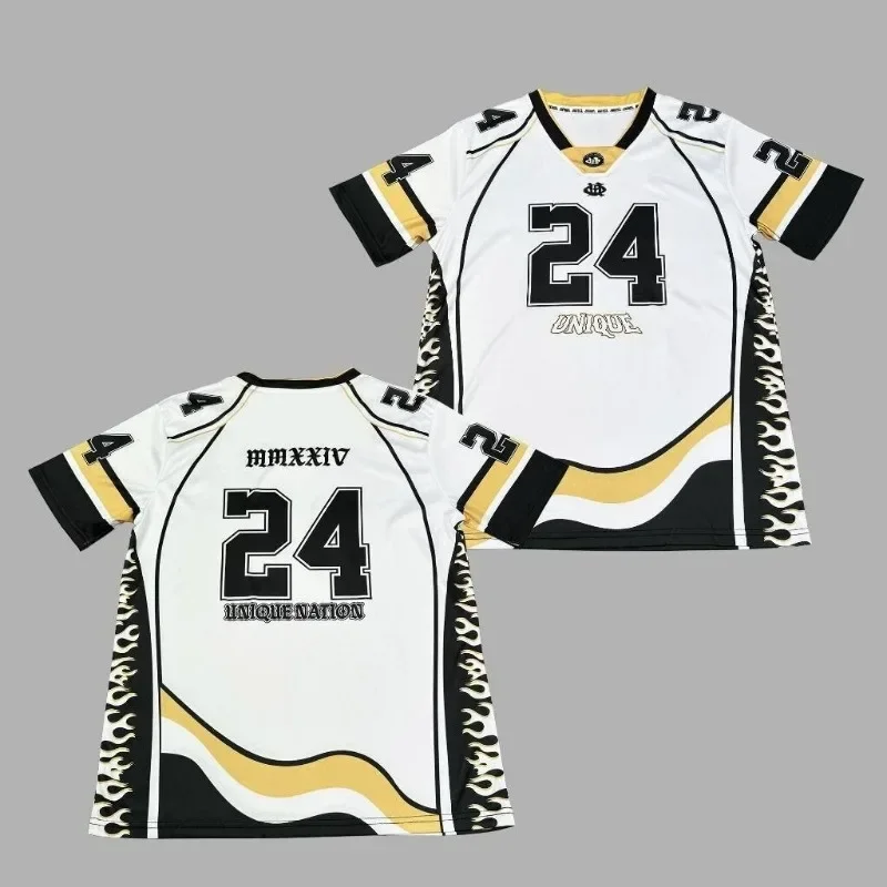 

2025 Top deportivo transpirable con cuello redondo para hombre, moda de verano, Moto 3D