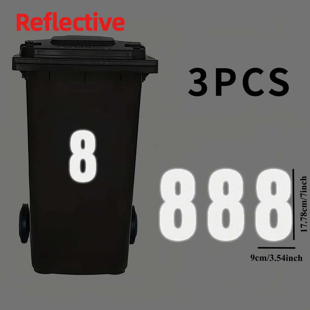 3 stks/vel 0 Tot 9 Nummer Reflecterende Bin Stickers Waterdicht voor Dumpster Garage Kantoor Parkeren zelfklevende Vinyl Decals