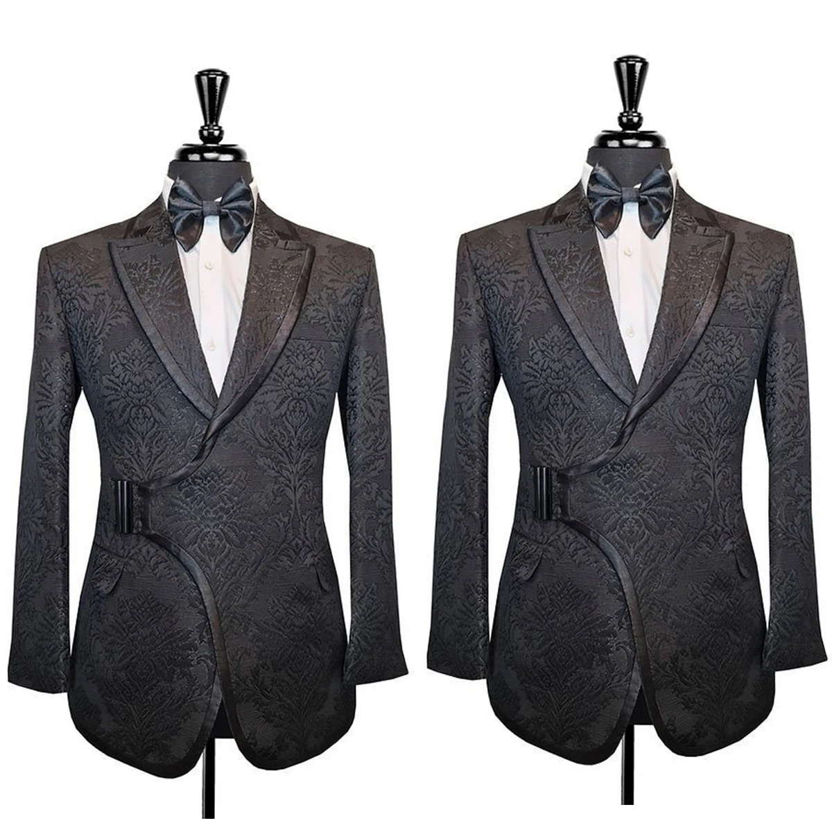 

Men's Suits Tailored One Piece Jacquard Blazer Tuxedo Peaked Lapel With Belt Luxury Slim Fit Wedding Custom Made Plus Size