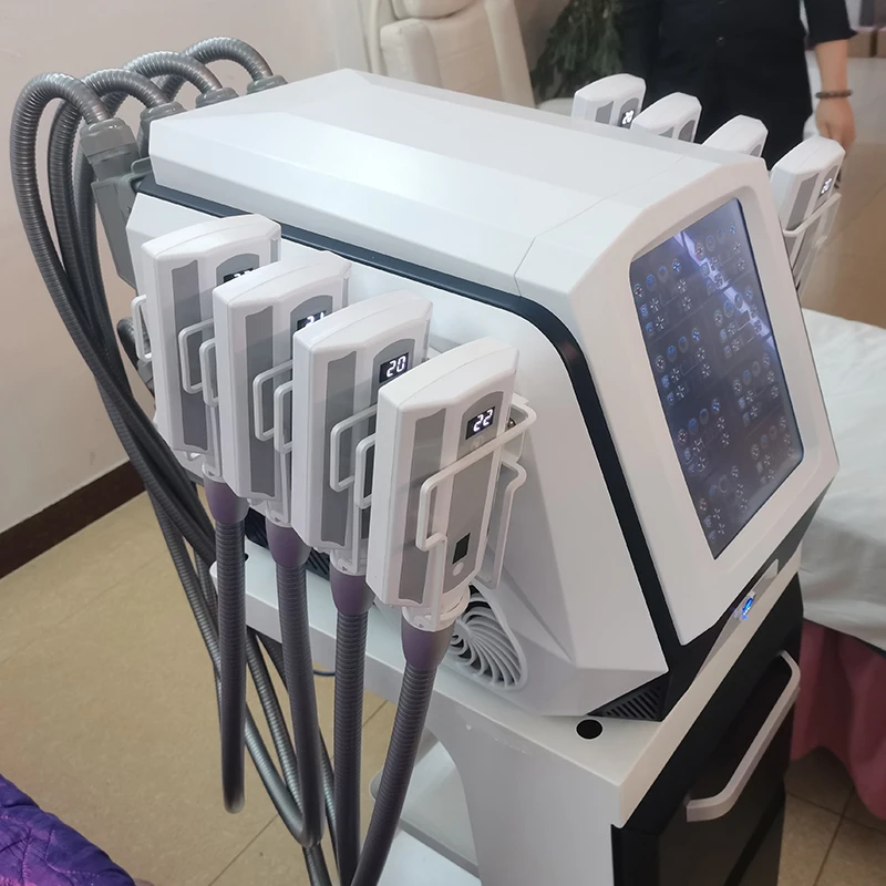 المهنية المحمولة كريوليبوليسيس ألواح تجميد الدهون منصات التبريد آلة تحلل الدهون مع 8 مقابض