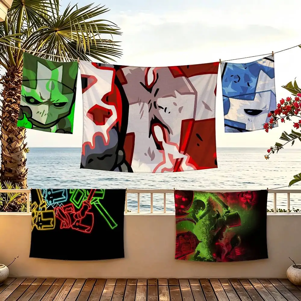 Game Blue Red Castle C-Crashers flag For Camping Party Picnic Studio Booth Background Wall Interior Decoration Banner
