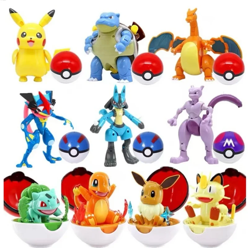 Pokemon Original Figures Pokeball Pikachu Charizard Gyarados Lucario Solgaleo Blastoise Lunala Eevee Toys for Christmas Gift