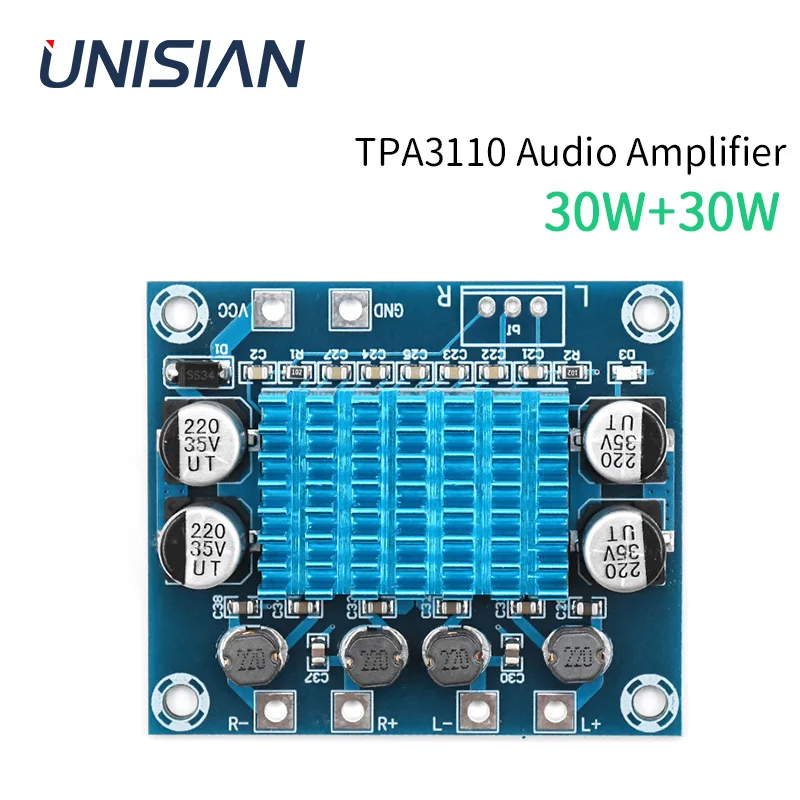 UNISIAN TPA3110 Audio Amplifier Class-D HIFI Digital Amplifier 30W+30W Audio Amplifier Board  DIY For Portable Audio System