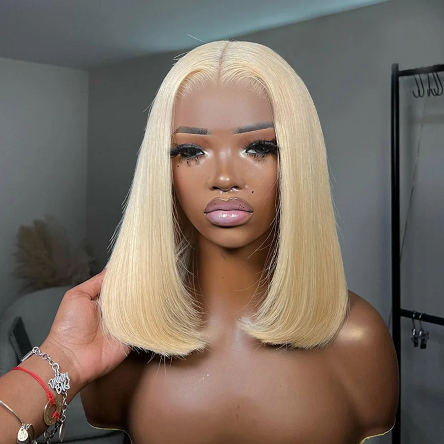 Blonde Bob Wig Human Hair 613 Bob Lace Front Wig 13X4 Short Bob lace Frontal Wig Pre Plucked Clored Bob Wig Brazilian Remy Hair