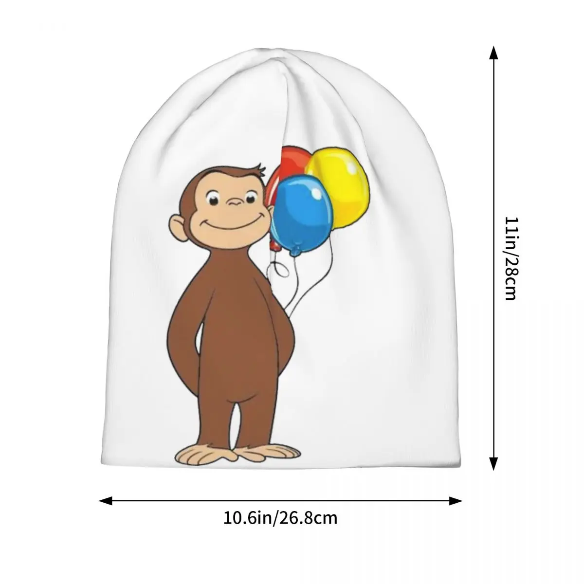 Balloons Cartoon Cute Brown Monkey Bonnet Hats Cool Street Curious George Skullies Beanies Hats Unisex Warm Dual-use Caps
