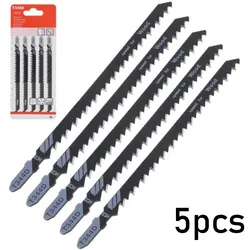 5PCS 135mm T344D 6T T-Shank HCS Jigsaw Blades Super-long Saw Blade Clean Cutting Wood PVC Fibreboard Reciprocating Power Tool