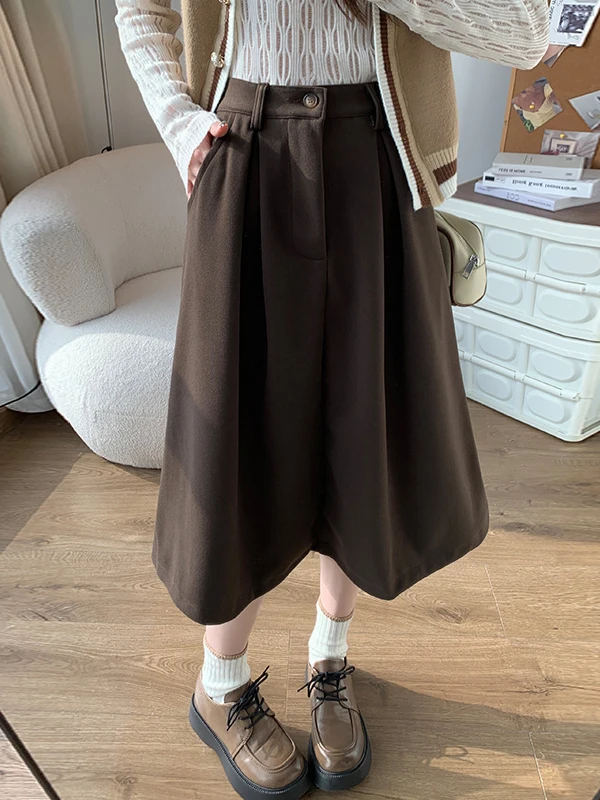 

Authentic High Waist Slimming Woolen Skirt Casual American Sle Knitted Cake Skirt for Women Fitn Suitable