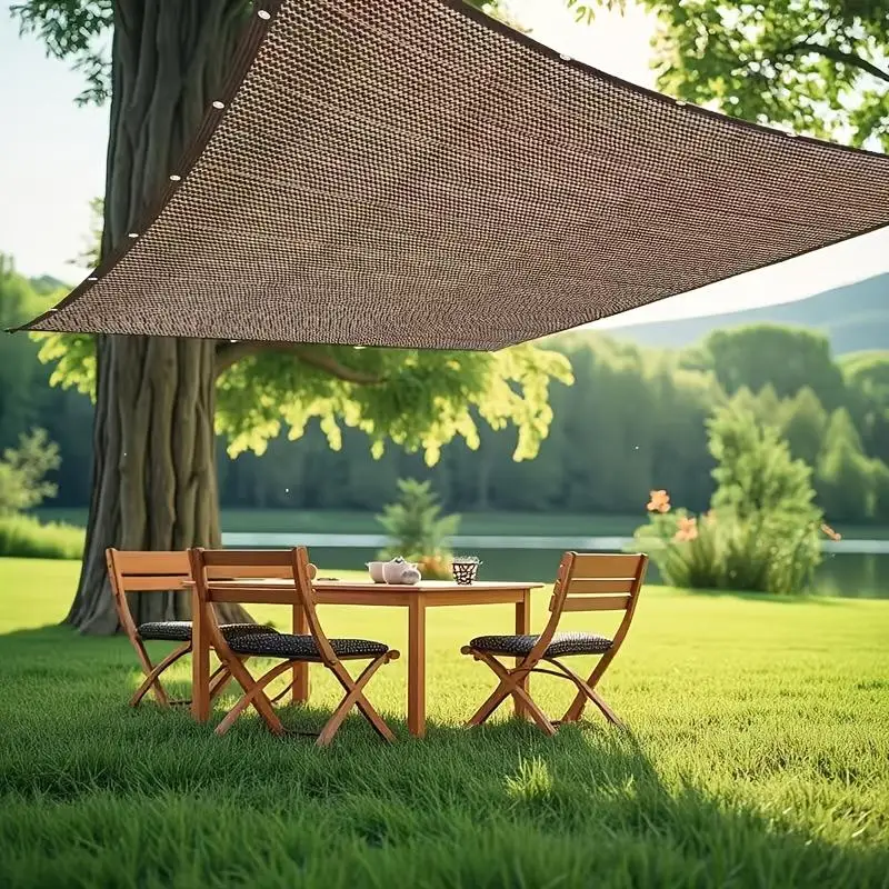 Coffee Sun Shade Net High Density UV Protection Breathable Tear-Resistant Sunblock Cloth For Patio Garden Backyard Pool Outdoor