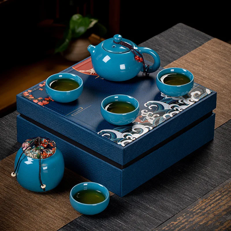 Gift Set Ceramic Kung Fu Tea Set Annual Meeting Geyao China-Chic Gift Box Tea Set