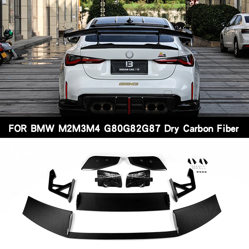 

For BMW M2 M4 M3 G80 G82 G87 Dry Carbon Fiber Spoiler Fiber Rear Roof Spoiler Wing Trunk Lip Boot Cover Open hole Styling