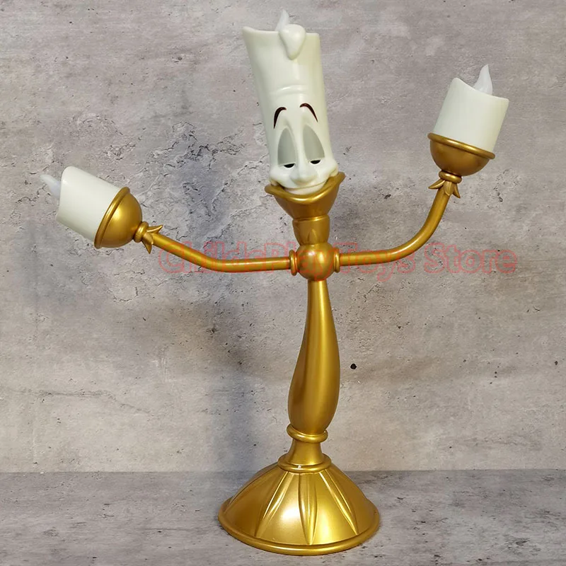 Disney Beauty and the Beast Lumiere Light-Up Candlestick Lumiere Candle Cogsworth Action Figure Toys Home Room Decoration Gifts