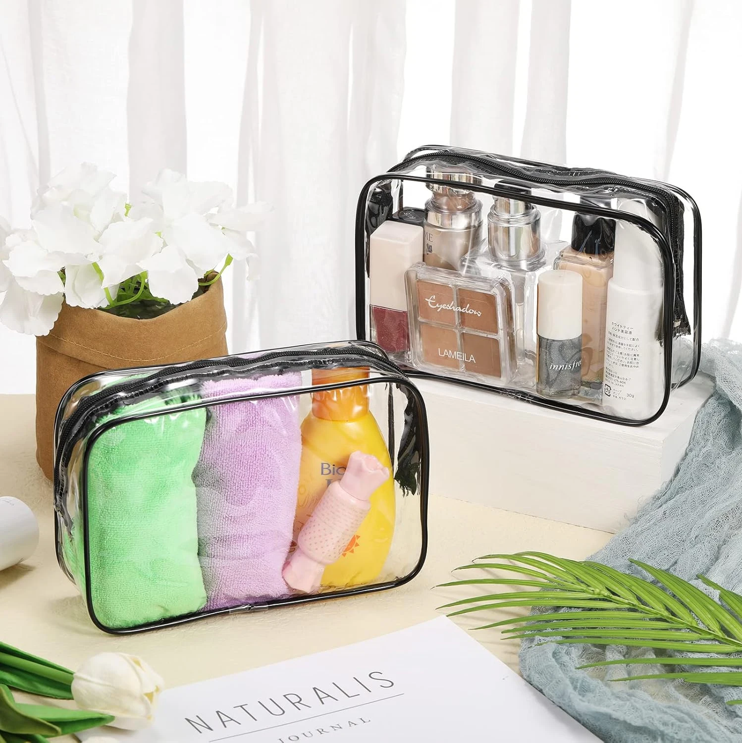 1/20pcs Clear Cosmetic Makeup Bags PVC Storage Travel Organizer Clear Makeup Bag Beautician Beauty Case Toiletry Bag Wash Bags