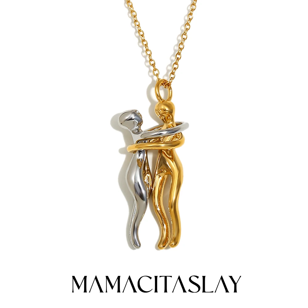 MamacitaSlay-collares con colgante significativo de doble Color para dos personas, joyería de acero inoxidable 316L de una pieza, regalos