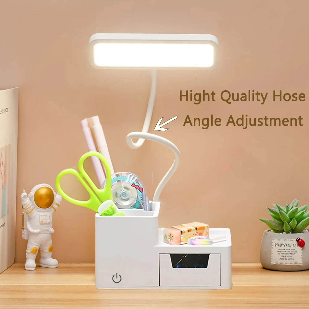 LED Table Desk Lamps Eye Protection Reading Night Light Pen Holder Reading Lamp Storage Drawer Table Lamp