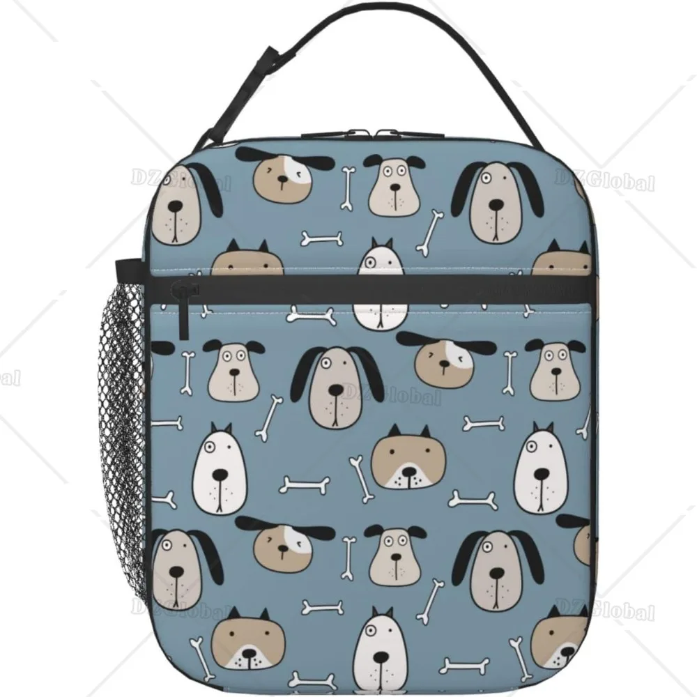 

Фоновая сумка для обеда с милыми собаками, многоразовая термобокс для обеда, изолированная сумка для еды, контейнер для еды для школы, работы, пикника, путешествий, пляжа