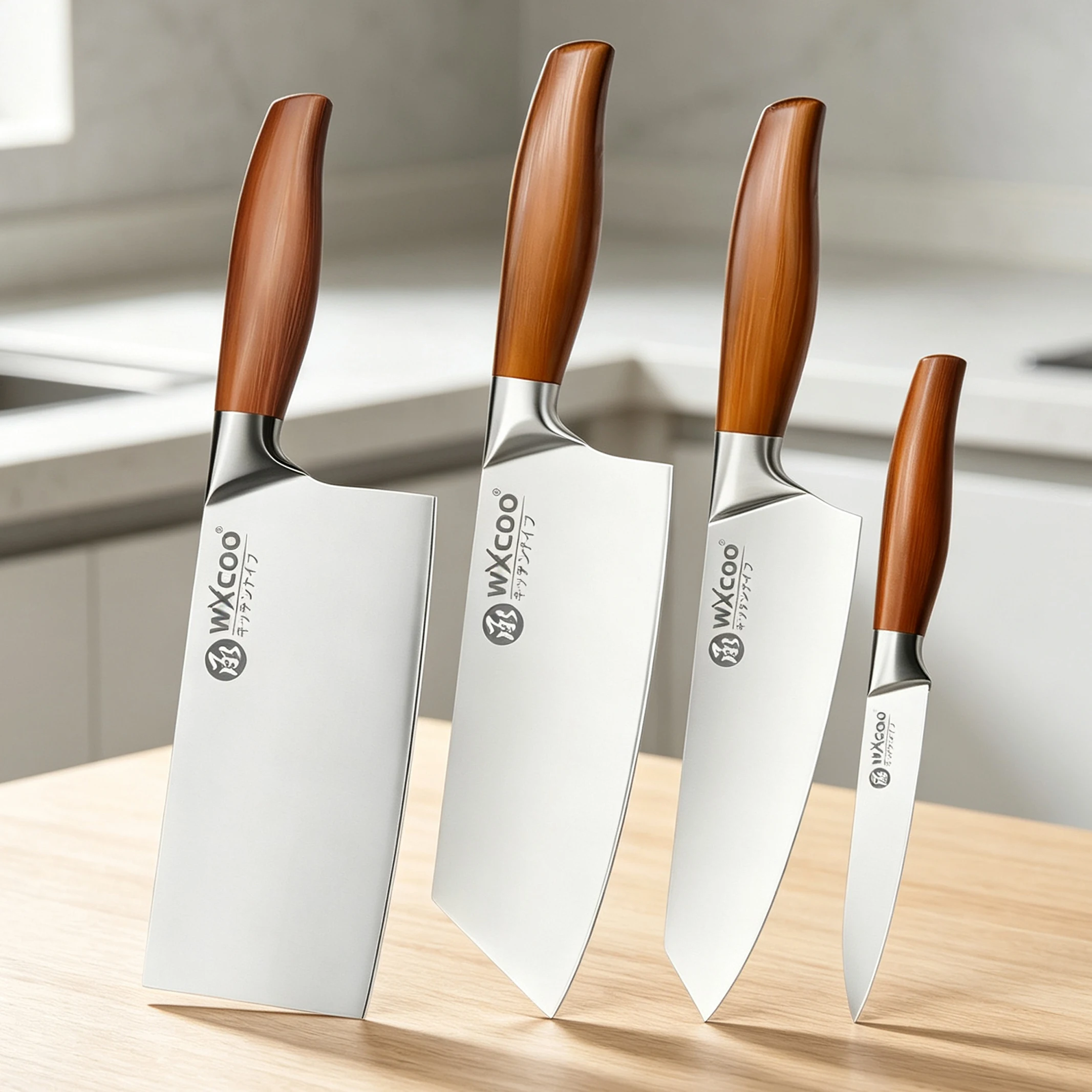 WXCOO Japanisches Küchenmesser-Set, Edelstahl, Fischfilet, Fleischbeil, Kochmesser, Sushi-Messer, Schneiden, Santokusmesser, Kochen