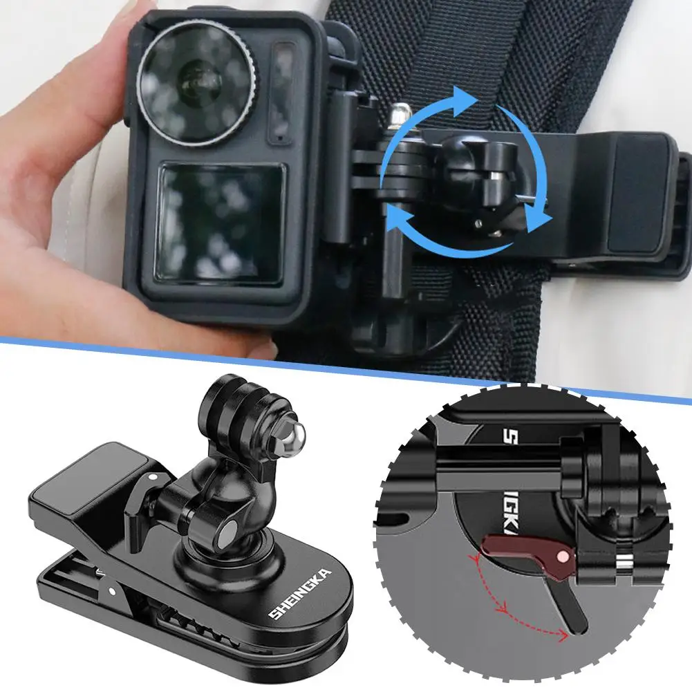 Hohe Qualität für Gopro für Insta360 Action-Kamera neue Grad drehbare Rucksack Clip Action Kamera Action Access ori Y7Q5