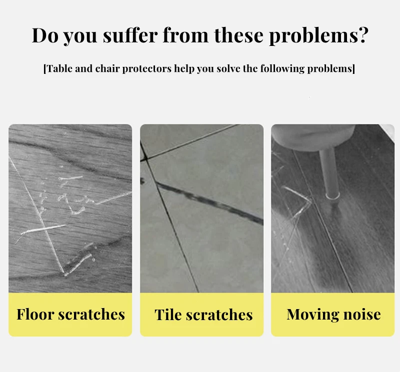 4PCS Transparent Silicone Chair Leg Cover Square/Round Non-slip Furniture Feet Caps Furniture Leveling Feet Hole Plug Dust Cover