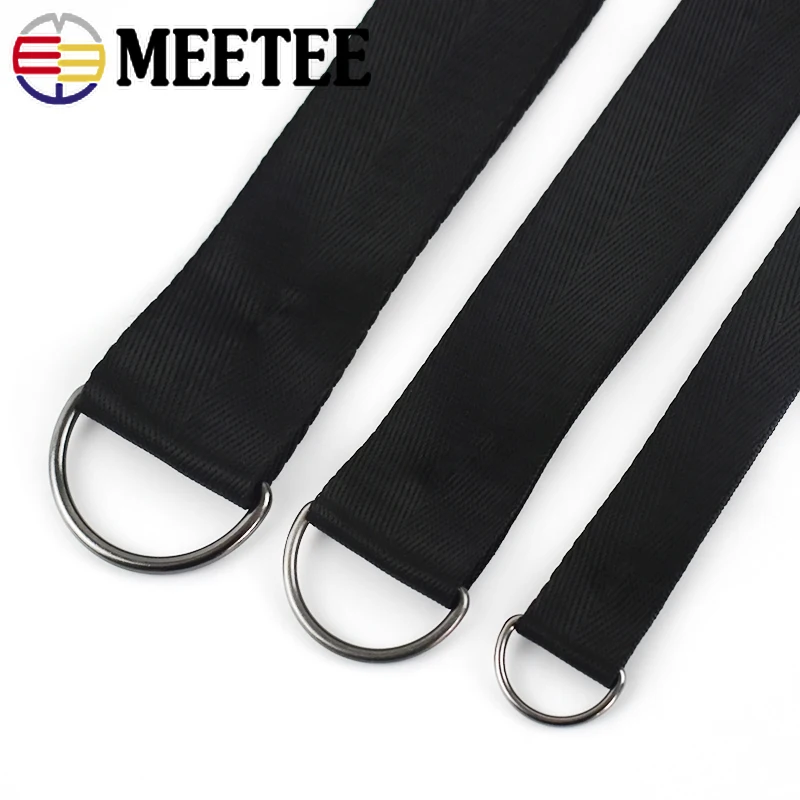 Meetee 30Pcs Metal D Ring Buckle 15-50mm Bag Strap Clasps Webbing belt buckle Adjuster Connector Hooks DIY Hardware Accessories