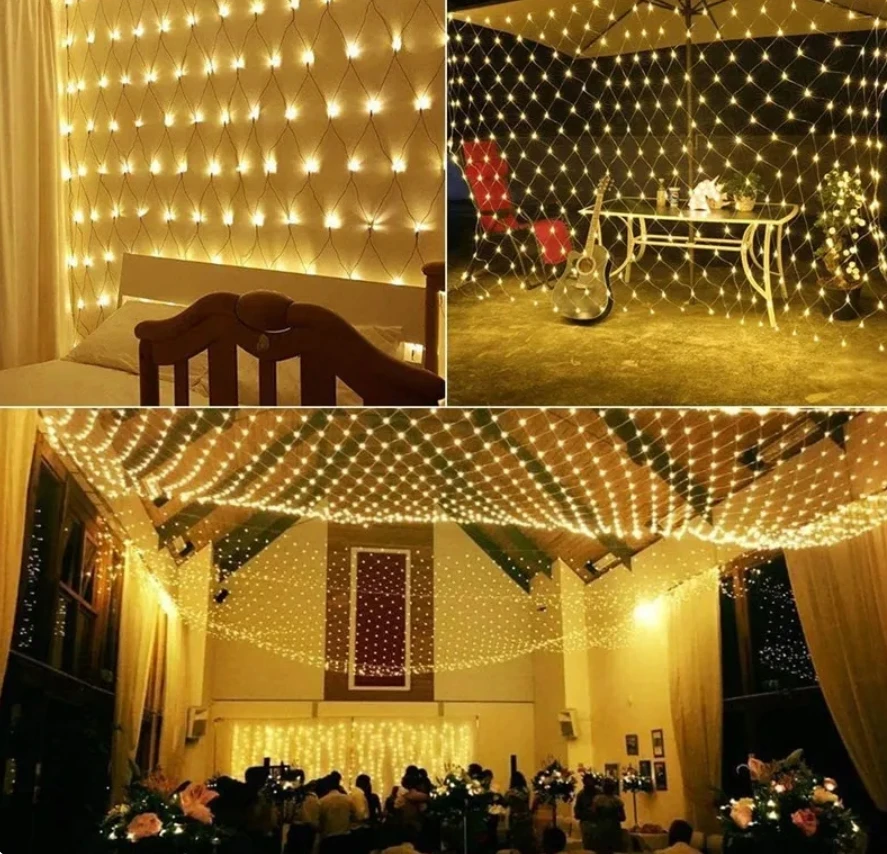 Natale 1.5*1.5 M LED snet lights 96 LED string light con spina vacanze capodanno decorazione della stanza della festa nuziale