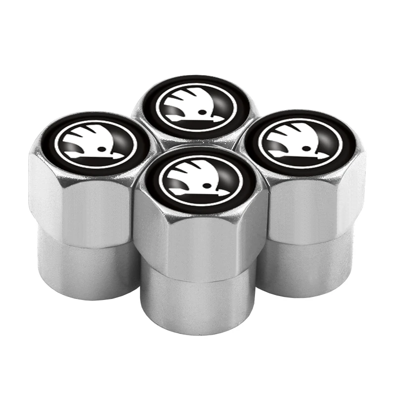 Car 4pcs Car Styling New Aluminum Emblem Wheel Tire Valve Stem Air Caps for  Skoda Octavia Fabia Rapid Yeti Superb Octavia A 5