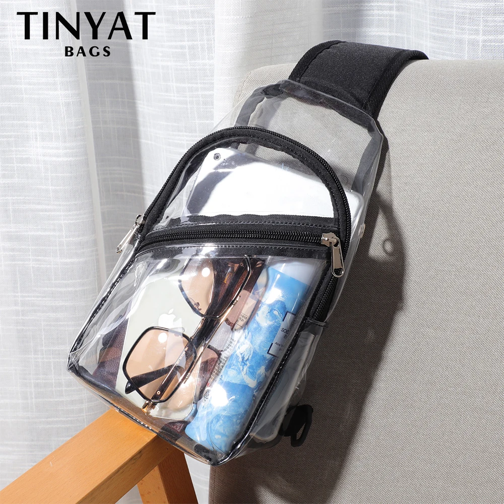 Imagem -05 - Tinyat-clear Chest Bags para Homens e Mulheres Impermeável Transparente Pvc Crossbody Bolsa Pequeno Lazer Bolsa de Ombro Telefone Sling Bags