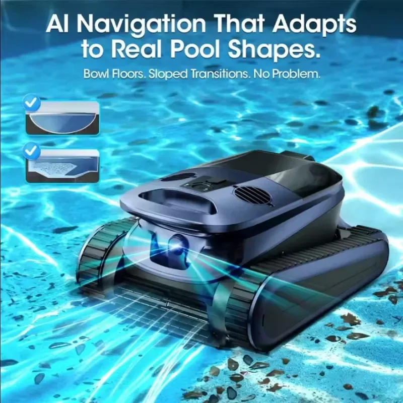 For NEW SAT40 Robotic Pool Vacuum, Waterline Cleaning, AI Sonar Navigation, 240-Min Runtime, up to 3,200 Sq.ft
