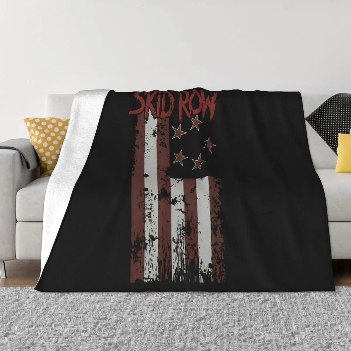 Skid Row Flagged Licensed Rock N Roll Music Band Black 2021 Movie Normal Pure New Arrival Throw Blanket