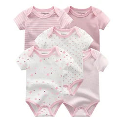 Cartoon 5 Pcs/Lot Baby Girl Short Sleeves Bodysuits Cotton Soft Newborn Onesies Clothes