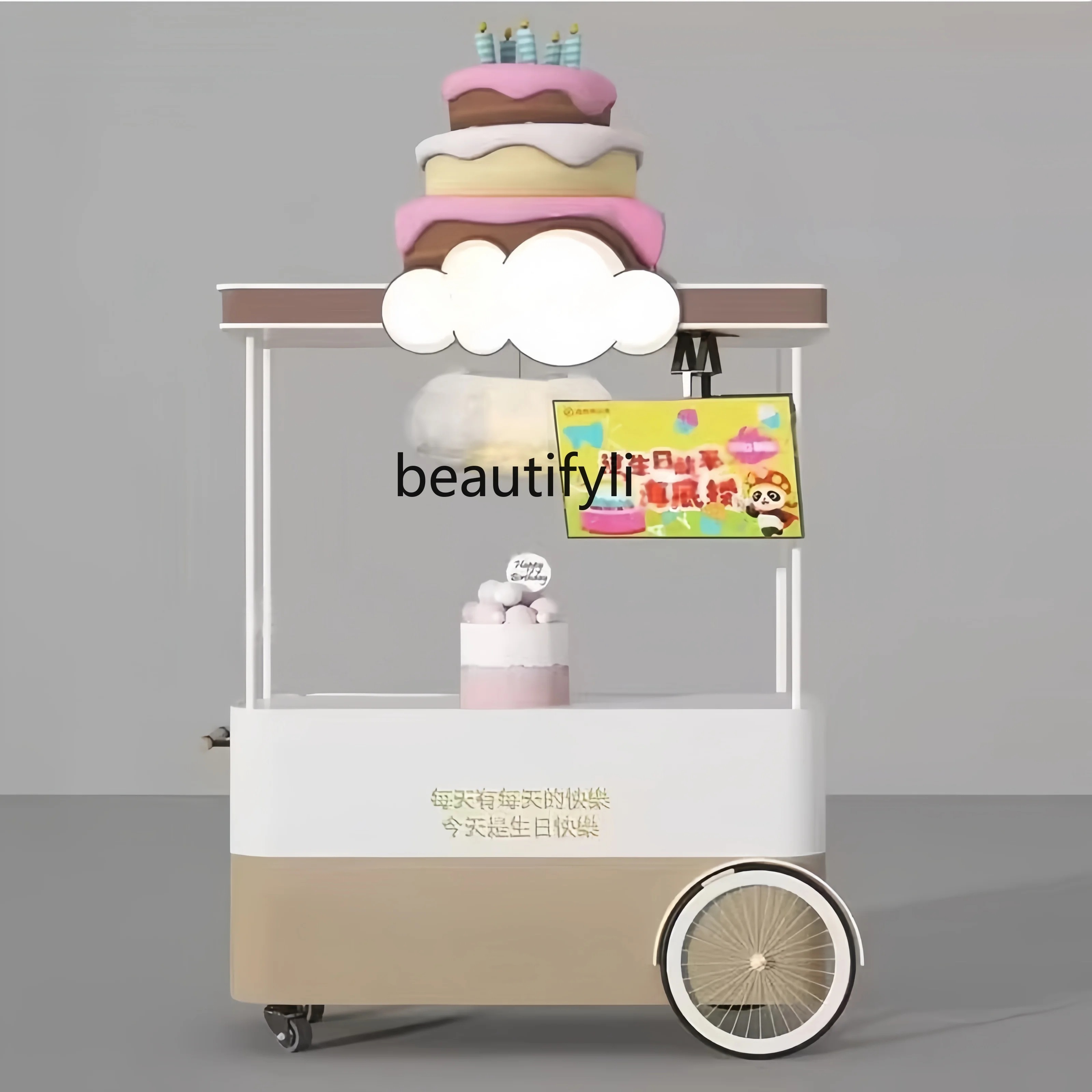 

4yj15 Outdoor stall trolley Supermarket display stand Promotional table, stall cart Mobile trolley