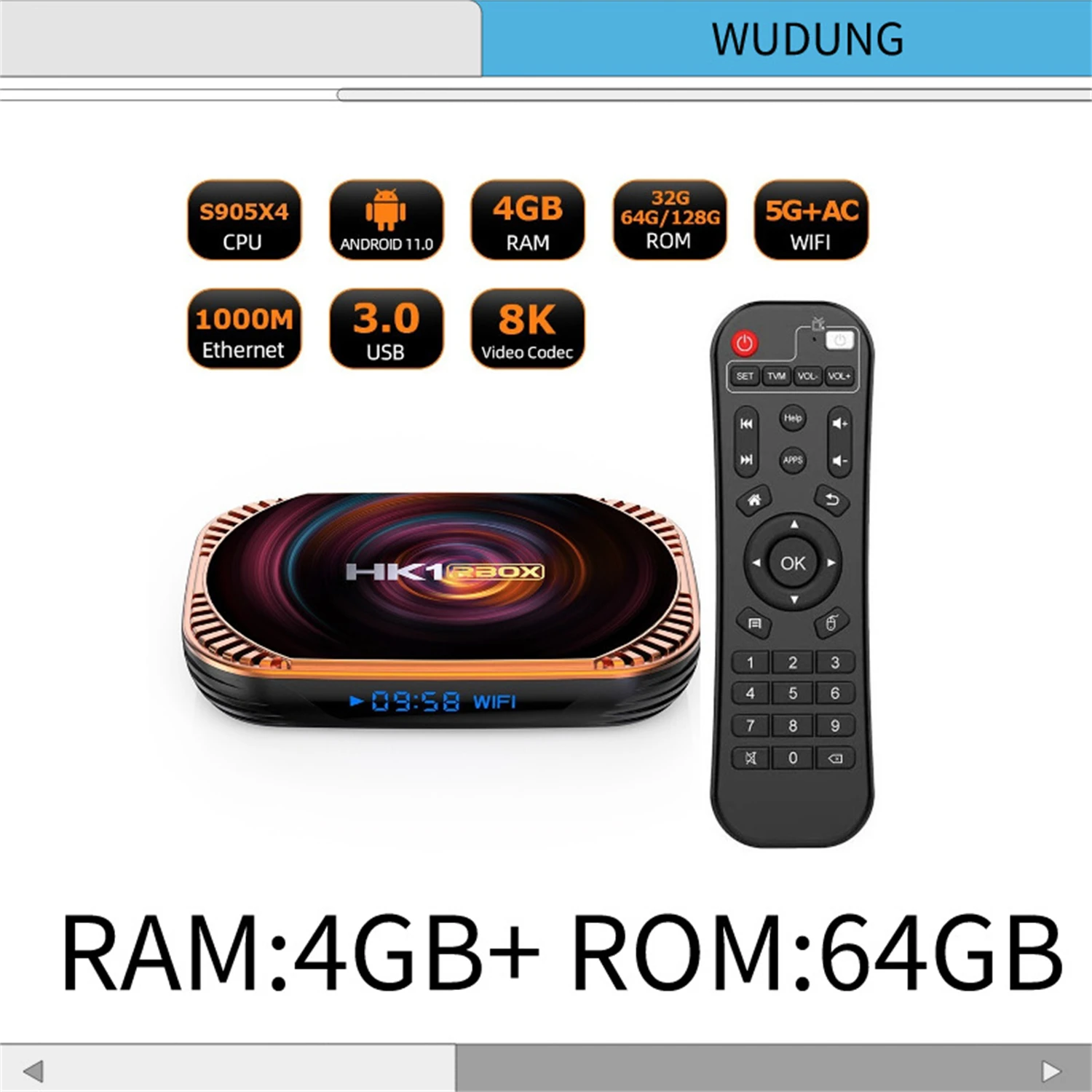 

HK1 X4 Android TV Box | S905X4 CPU | Android 11 | 5G WiFi | 8K Video | 4GB+64GB | EU/US Plug