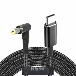 USB C to 5.5mm Adapter Cable Male Type C to Right Angle DC 5.5 x 2.5mm Universal Braided Converter Cord for Power Bank Battery