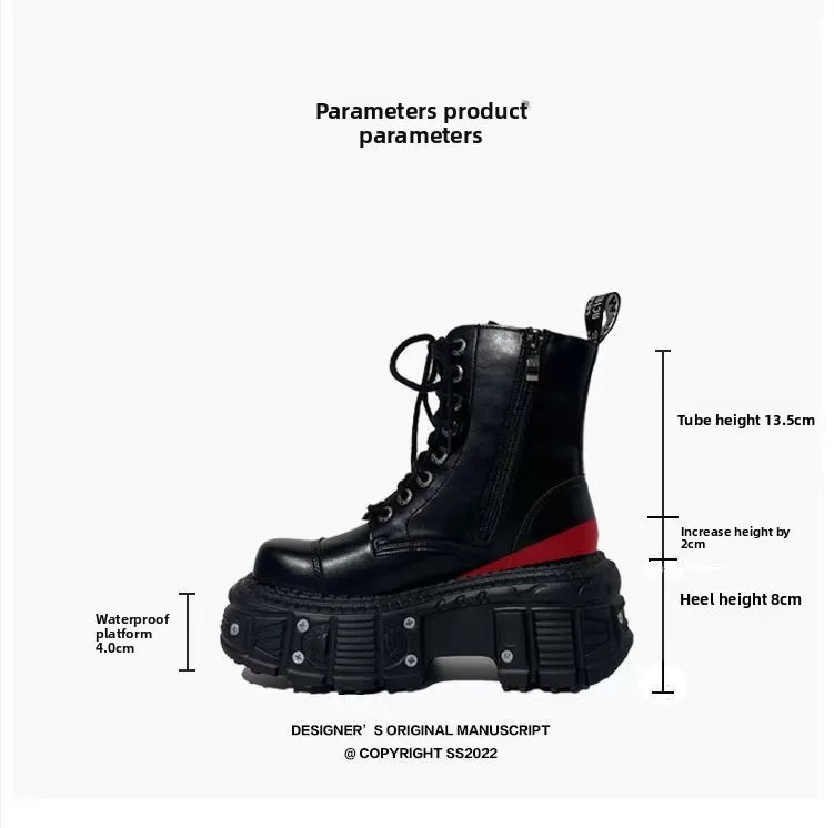 

Leather Inner Height Increase 10cm Men's 2025 New Trendy Ruffian Handsome British Style Thick-soled Handsom Boots