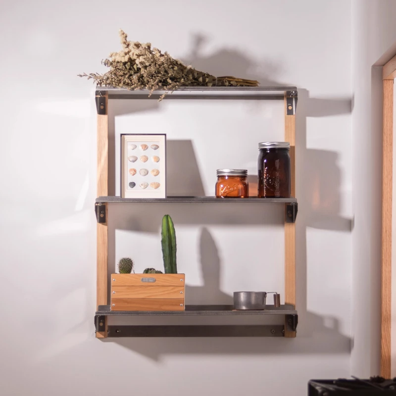 Stainless Steel Storage Holders Living Room Wall Modern Storage Racks Bedroom Wall Simple Book Shelf Wooden Decorative Shelves