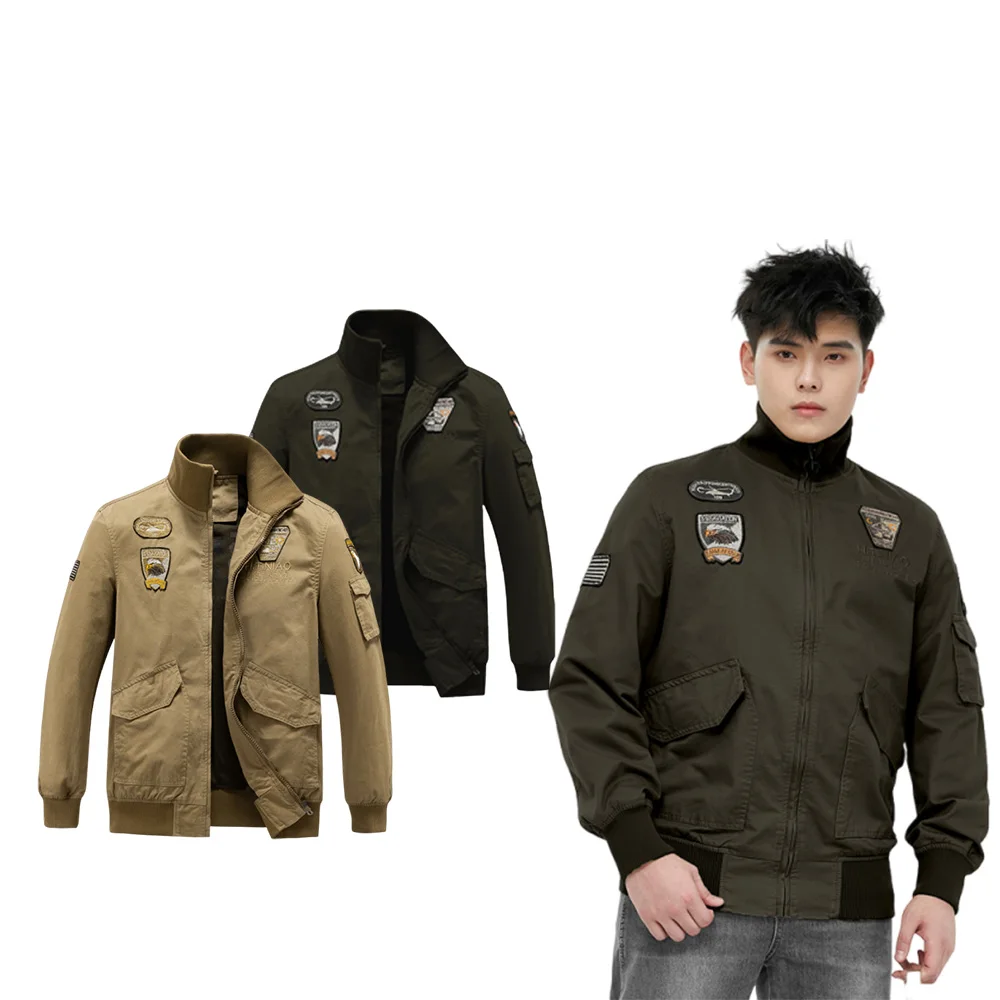 

Men's high-neck coarse wool jacket, men's high-quality casual coat, high-neck cotton coat, men's warm casual military uniform