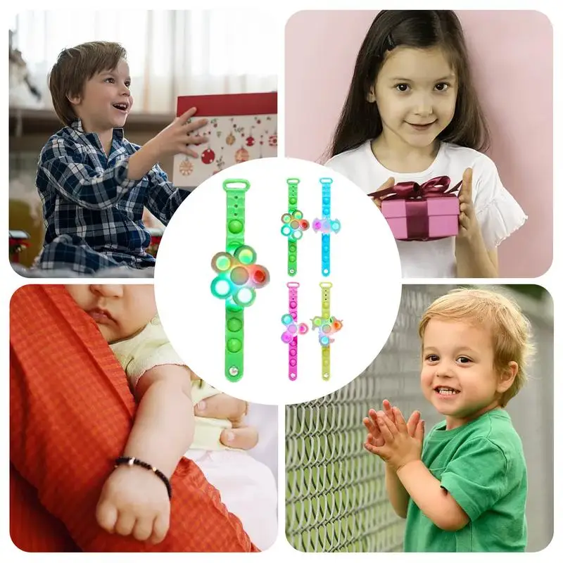 Fidget Pulseiras para meninos, Light Up Spinner Pulseiras, Creative Goodie Bag Stuffers, Brilho Sensorial