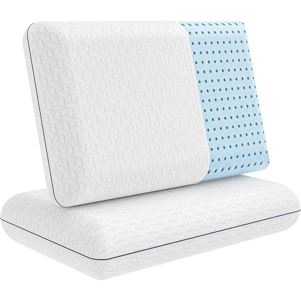 

2-Pack King Size Cooling Memory Foam Pillows - Medium-Firm Support for Back, Stomach, and Side Sleepers - Relieves Shoulder & Ba