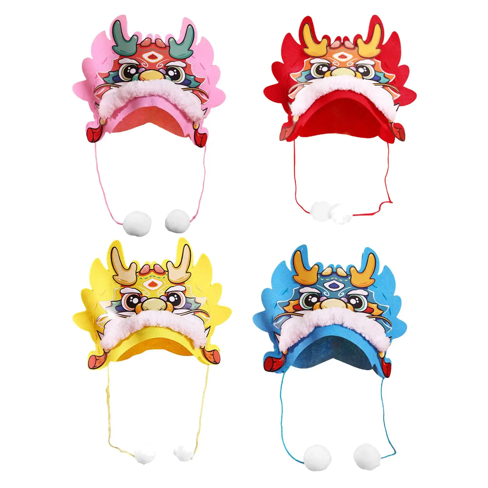 Chinese New Year Hat Dragon Head Hat Costume Headgear Ceremony Hand Assembly