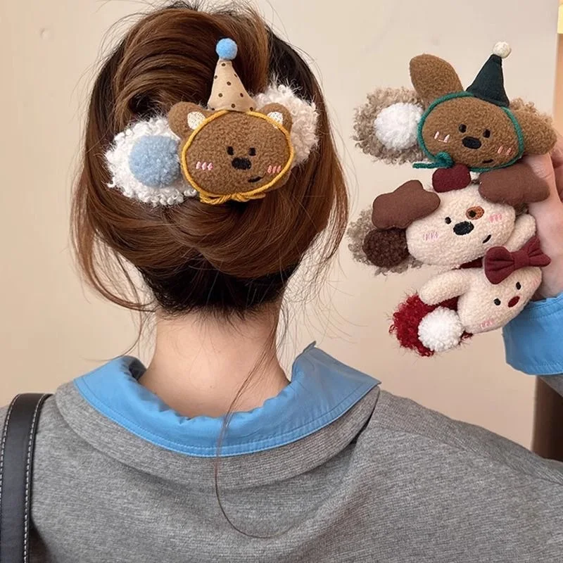 

6 шт. плюшевые заколки для волос для девочек, зажим для волос в виде утконоса, женские повседневные аксессуары для волос, милые заколки для волос